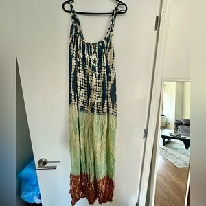 **NWOT** Natura Boho Shibori-inspired print Jumpsuit / Beach Cover-up